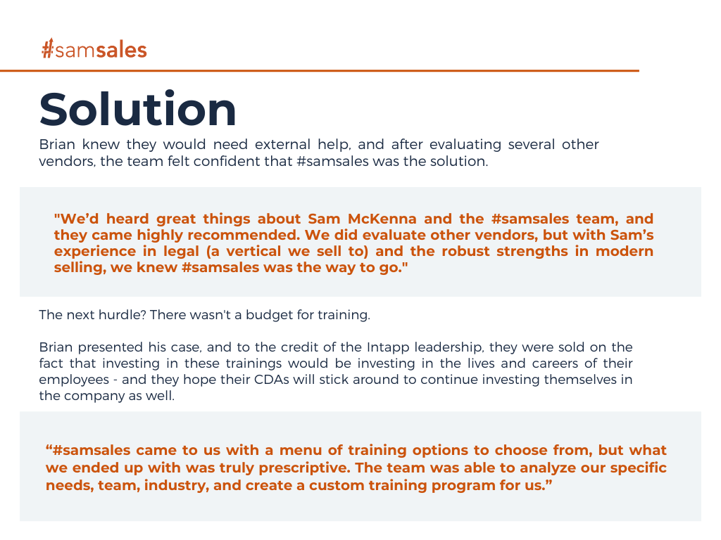 #samsales Intapp case study. Successful sales training.